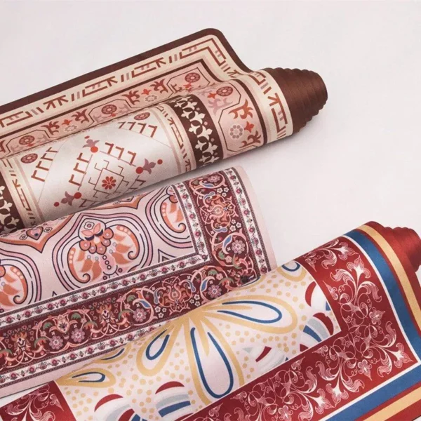 Ultra-Thin Vintage Ethnic Print Yoga Mat – 1MM Foldable Natural Rubber & Suede Mat