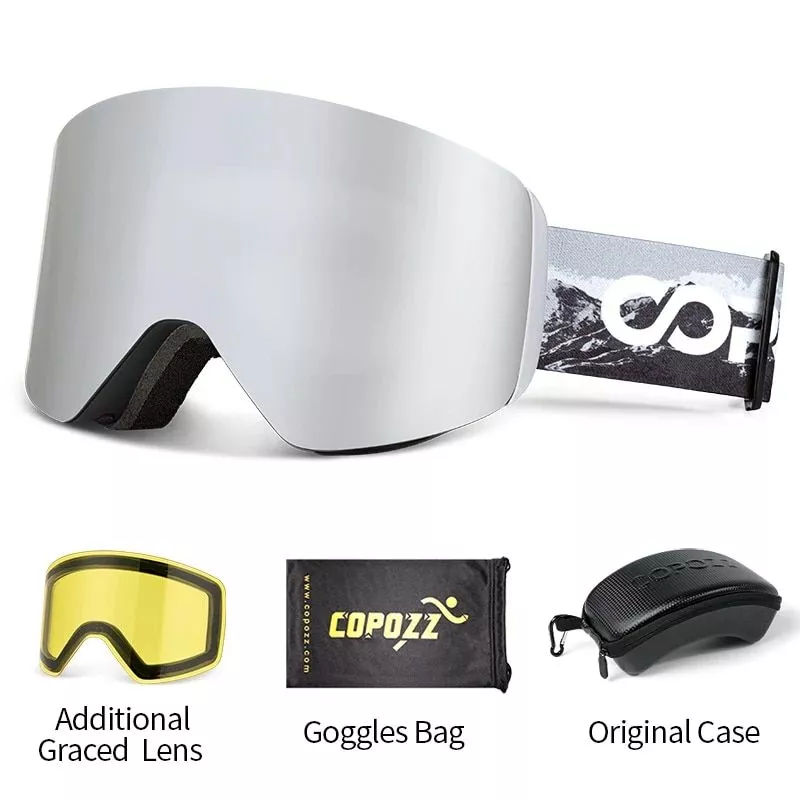 Professional Winter Ski Goggles with Magnetic Quick-Change, Double Layer Anti-Fog Lenses