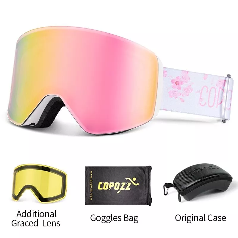 Professional Winter Ski Goggles with Magnetic Quick-Change, Double Layer Anti-Fog Lenses