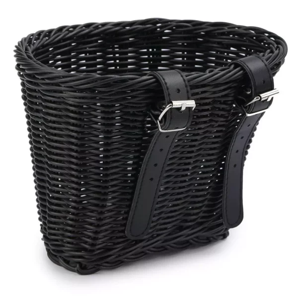 Handwoven PE Rattan Bicycle Basket - Image 2