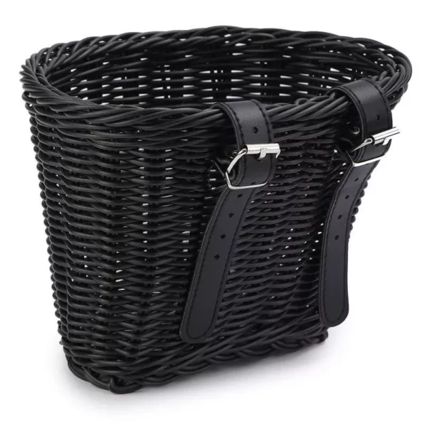 Handwoven PE Rattan Bicycle Basket