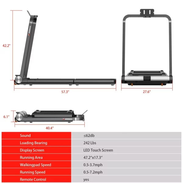 2-in-1 Folding Treadmill with LCD Display