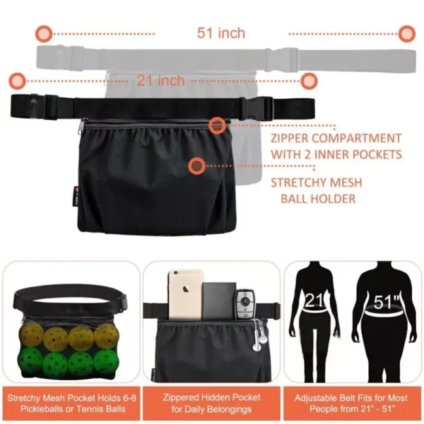 Versatile Sports Ball Bag with Adjustable Waist Belt – Ideal for Tennis, Golf, Ping Pong, and More
