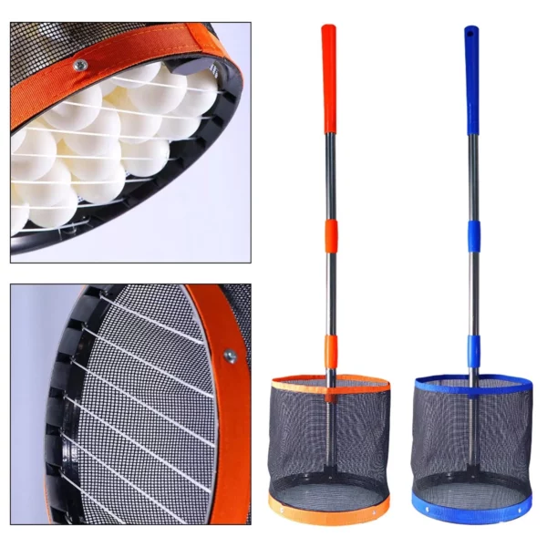 Efficient 140-Capacity Table Tennis Ball Picker with Telescopic Stainless Steel Rod
