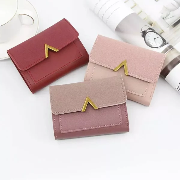 Ladies Compact Leather Wallet: Mini Clutch Coin Purse with Card Holder - Image 3