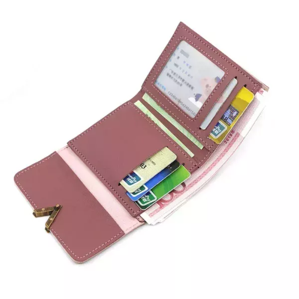 Ladies Compact Leather Wallet: Mini Clutch Coin Purse with Card Holder