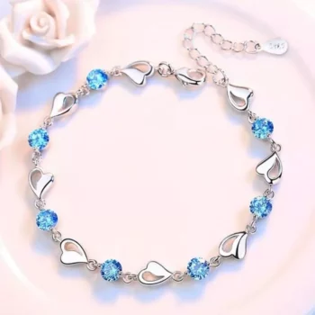Elegant Sterling Silver Heart Bracelet with Cubic Zirconia
