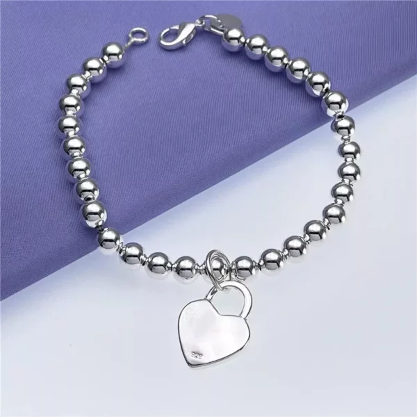 Elegant 925 Sterling Silver Heart Charm Bracelet for Women - Image 3