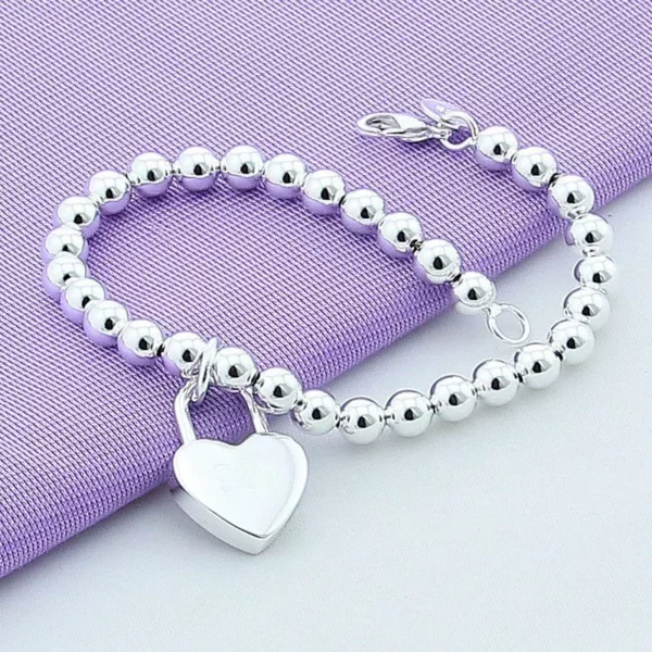 Elegant 925 Sterling Silver Heart Charm Bracelet for Women - Image 2