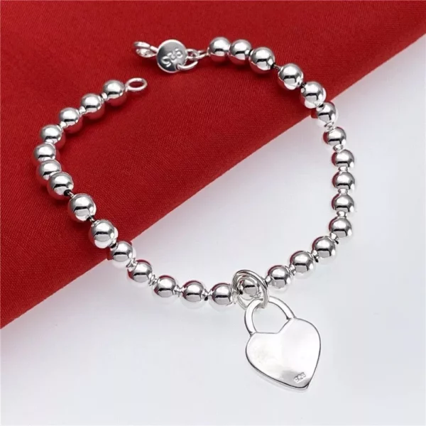 Elegant 925 Sterling Silver Heart Charm Bracelet for Women