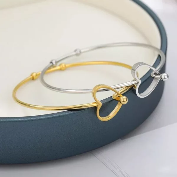 Stainless Steel Adjustable Heart Cuff Bracelet