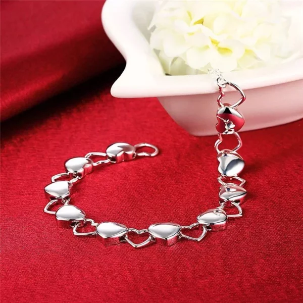 Sterling Silver Heart Charm Bracelet - Image 4