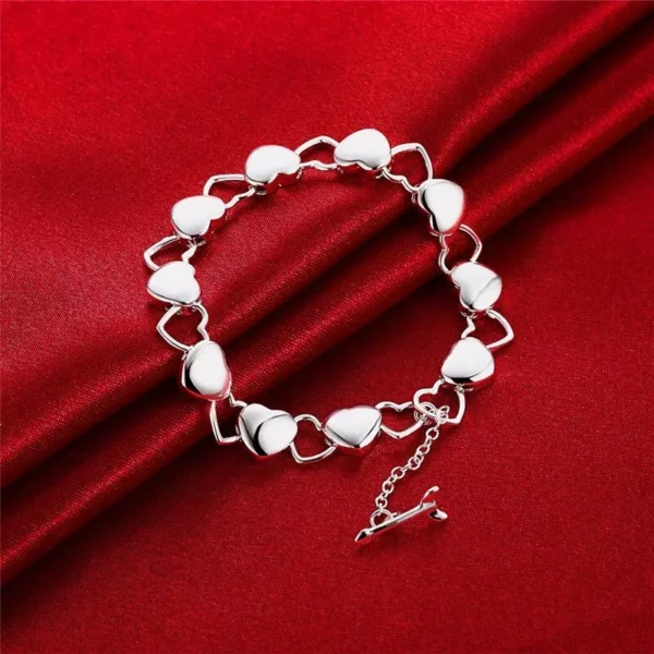 Sterling Silver Heart Charm Bracelet - Image 2