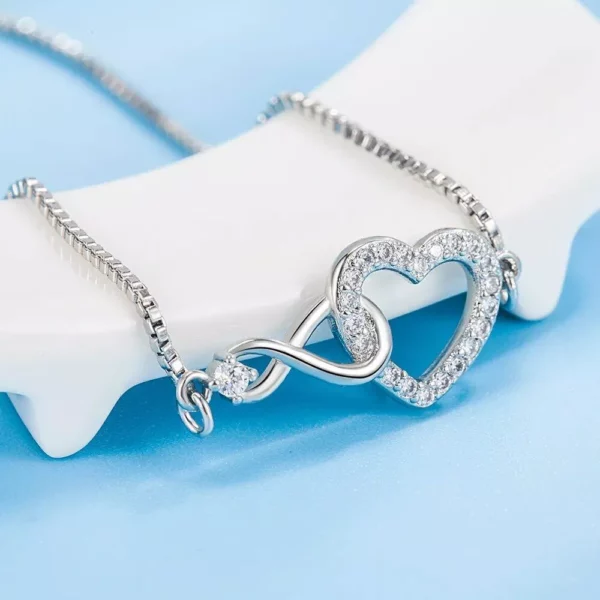 Luxury 925 Sterling Silver Heart Zircon Bracelet for Women - Image 3