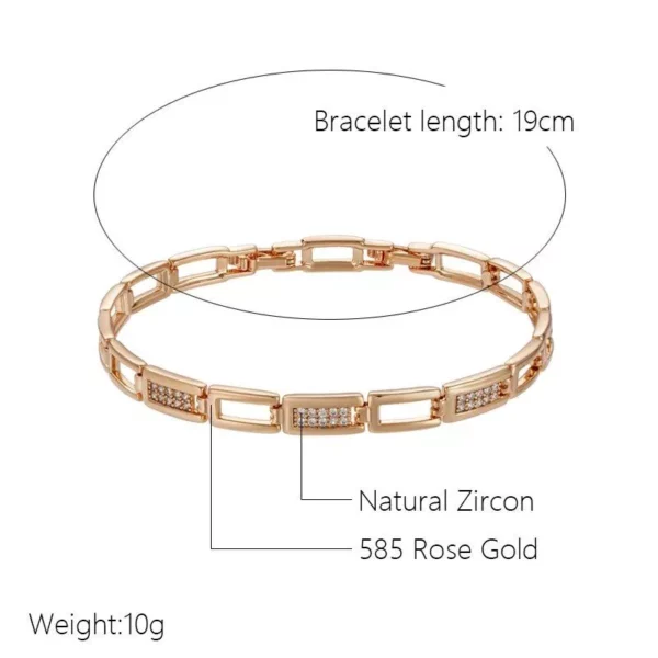 Rose Gold Square Zircon Bracelet – Luxury Geometric Link Chain for Women