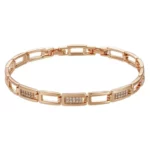 Rose Gold Square Zircon Bracelet - Luxury Geometric Link Chain for Women