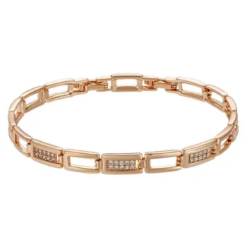 Rose Gold Square Zircon Bracelet – Luxury Geometric Link Chain for Women