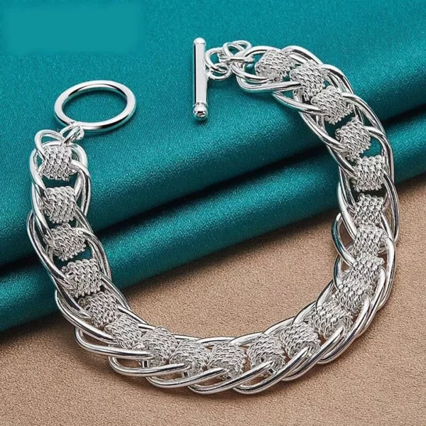 Elegant 925 Sterling Silver Circle Charm Chain Bracelet – Unisex, Classic Design for Special Occasions