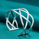 Elegant Sterling Silver Geometric Cuff Bracelet for Special Occasions