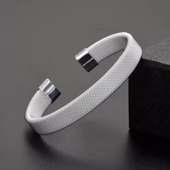 Elegant Stainless Steel Mesh Cuff Bracelet for Women
