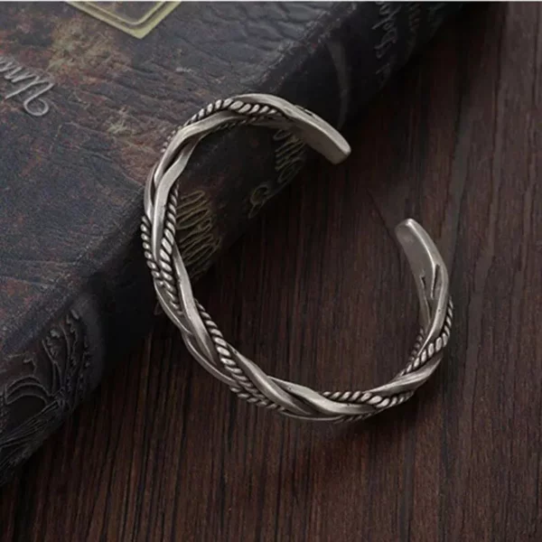 925 Silver Classic Twisted Woven Cuff Bracelet