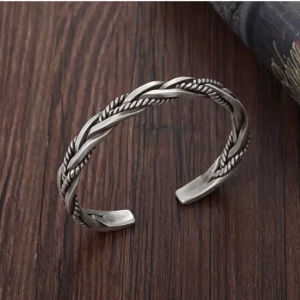 925 Silver Classic Twisted Woven Cuff Bracelet