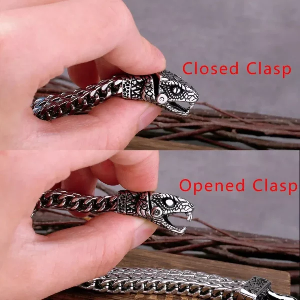 Stainless Steel Viking Snake Head Bracelet