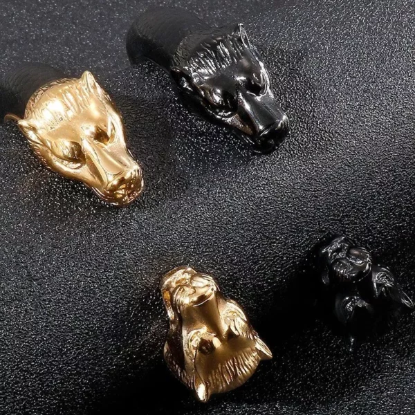 Gold-Plated Stainless Steel Lion Head Cuff Bracelet
