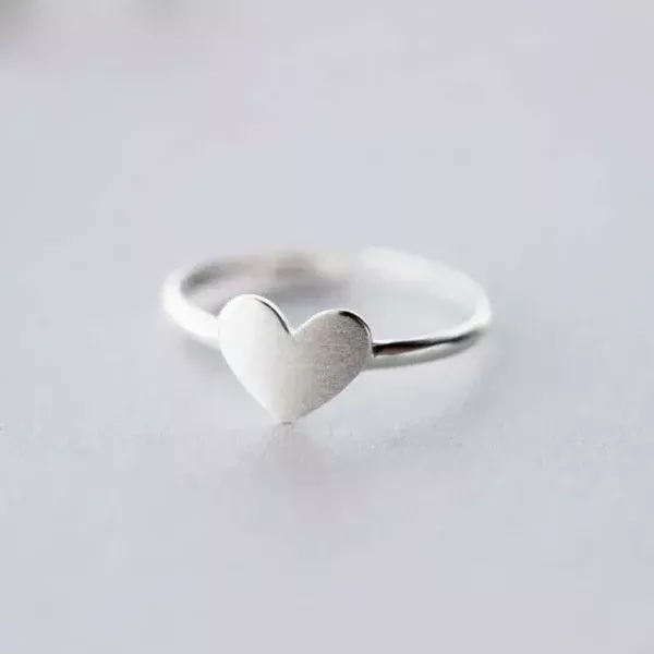 100% Real 925 Sterling Silver Adjustable Heart Rings for Women