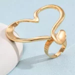 Adjustable Heart Shape Rings Set - 2 Pcs Gold & Silver Color