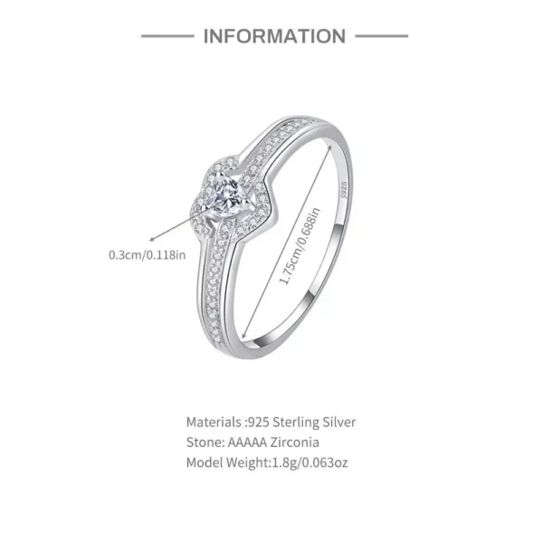 925 Sterling Silver Hollow Heart Double Layer Diamond Promise Rings - Image 5