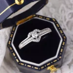 925 Sterling Silver Hollow Heart Double Layer Diamond Promise Rings