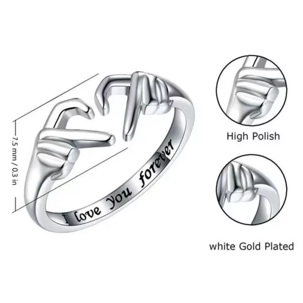 I Love You Forever Heart Claddagh Rings - Adjustable Couples Ring - Image 4