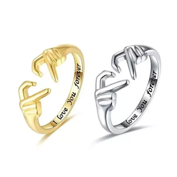 I Love You Forever Heart Claddagh Rings - Adjustable Couples Ring - Image 2