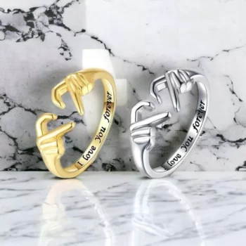 I Love You Forever Heart Claddagh Rings – Adjustable Couples Ring
