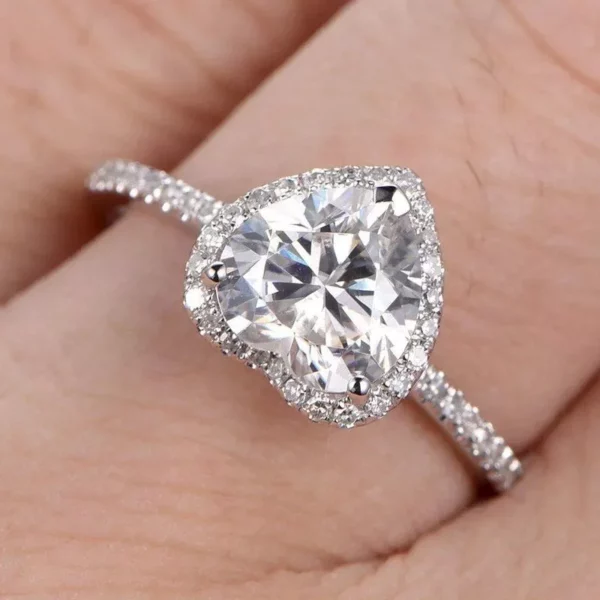 Luxury Silver Heart Ring for Women