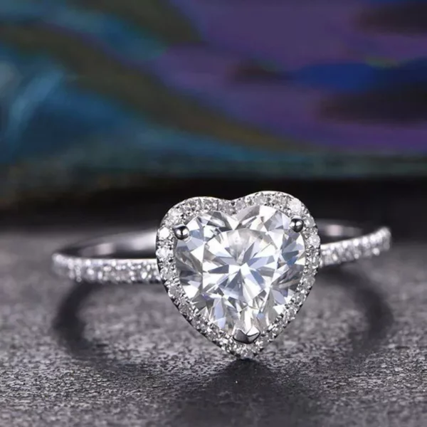 Luxury Silver Heart Ring for Women