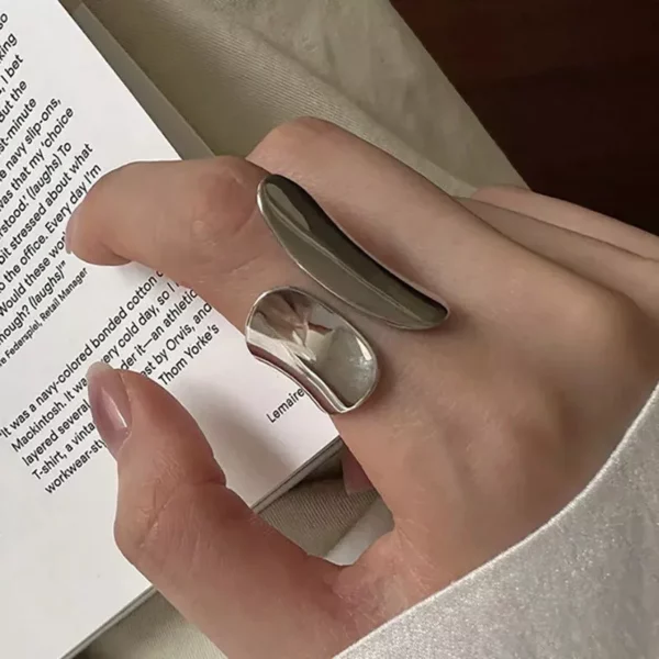 Elegant Silver Geometric Cuff Ring