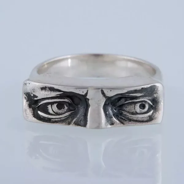 Men’s Vintage Punk Eye Ring – Geometric Metal Cocktail Ring for Parties and Hip Hop Style