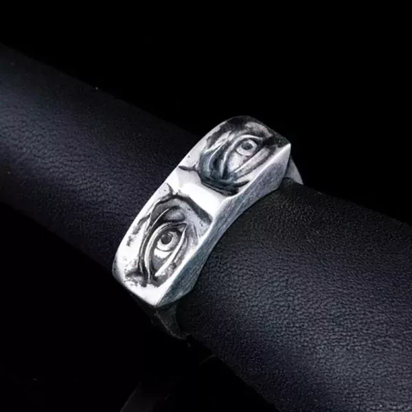 Men’s Vintage Punk Eye Ring – Geometric Metal Cocktail Ring for Parties and Hip Hop Style