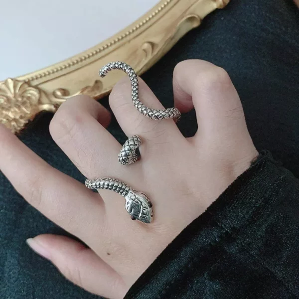Trendy Silver Snake Wave Ring for Women – Adjustable, Vintage-Inspired Metal Jewelry