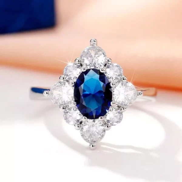 Elegant Blue Cubic Zirconia Luxury Ring for Women