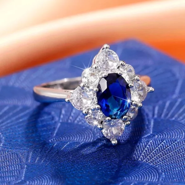 Elegant Blue Cubic Zirconia Luxury Ring for Women