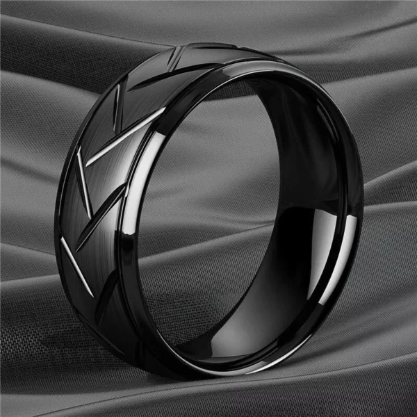 Modern Black Titanium Stainless Steel Wedding Band for Men and Women