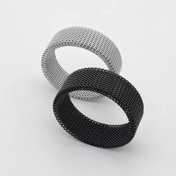 Elegant 8MM Gold Plated Stainless Steel Mesh Ring