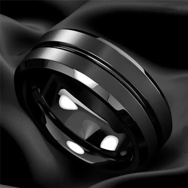 Classic 8mm Black Matte Stainless Steel Men’s Ring for Engagement and Anniversary