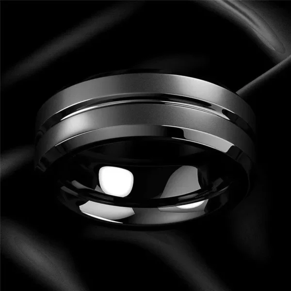 Classic 8mm Black Matte Stainless Steel Men’s Ring for Engagement and Anniversary