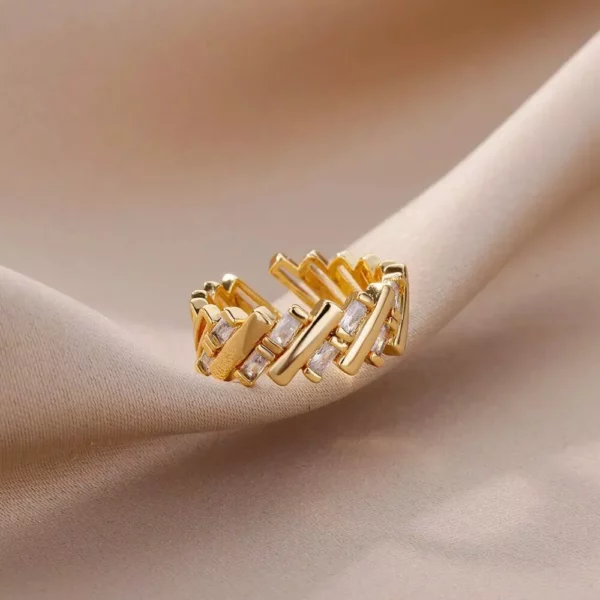 Gold-Plated Zircon Bar Ring