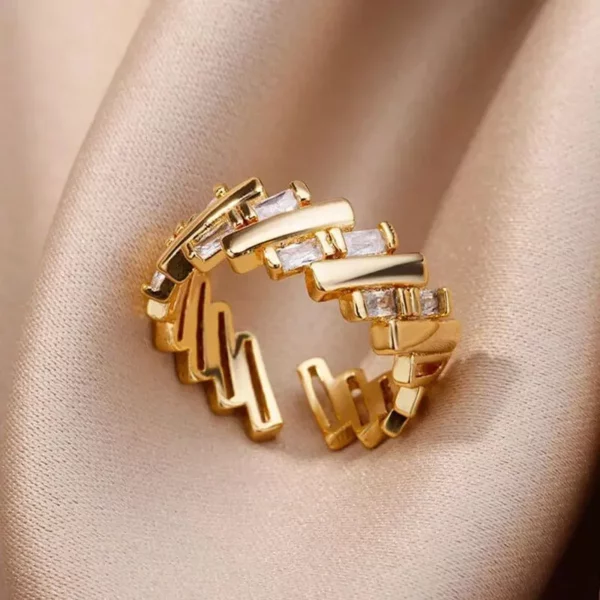 Gold-Plated Zircon Bar Ring - Image 2