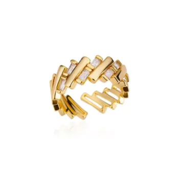 Gold-Plated Zircon Bar Ring